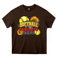 Chocolate Brown Softball Is My Favorite Season Heavy Core Tee - LillyAllenDesigns