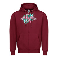 Burgundy cancer ribbon with angel wings Zipper Hoodie - CowGirlArtShop