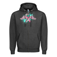 Charcoal Heather cancer ribbon with angel wings Zipper Hoodie - CowGirlArtShop