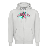 Dove Grey cancer ribbon with angel wings Zipper Hoodie - CowGirlArtShop