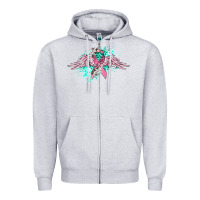 Heather Grey cancer ribbon with angel wings Zipper Hoodie - CowGirlArtShop