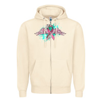 Sandshell cancer ribbon with angel wings Zipper Hoodie - CowGirlArtShop
