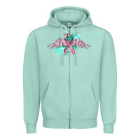Seafoam cancer ribbon with angel wings Zipper Hoodie - CowGirlArtShop