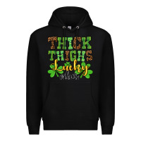 Black St. Patrick's Thick thighs lucky vibes Premium Hoodie - OliviaCreatesArt