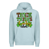 Blue Mist St. Patrick's Thick thighs lucky vibes Premium Hoodie - OliviaCreatesArt