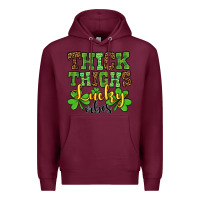 Burgundy St. Patrick's Thick thighs lucky vibes Premium Hoodie - OliviaCreatesArt