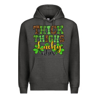 Charcoal Heather St. Patrick's Thick thighs lucky vibes Premium Hoodie - OliviaCreatesArt