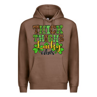 Chestnut St. Patrick's Thick thighs lucky vibes Premium Hoodie - OliviaCreatesArt