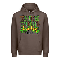 Coffee St. Patrick's Thick thighs lucky vibes Premium Hoodie - OliviaCreatesArt