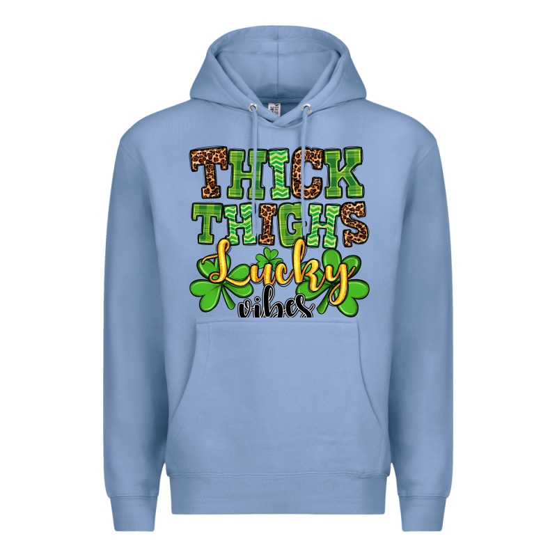 St. Patrick's Thick Thighs Lucky Vibes Premium Hoodie by OliviaCreatesArt | Teevron