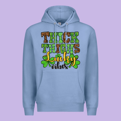 St. Patrick's Thick Thighs Lucky Vibes Premium Hoodie Designed By Oliviacreatesart