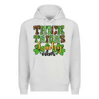 Dove Grey St. Patrick's Thick thighs lucky vibes Premium Hoodie - OliviaCreatesArt