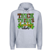 Heather Grey St. Patrick's Thick thighs lucky vibes Premium Hoodie - OliviaCreatesArt