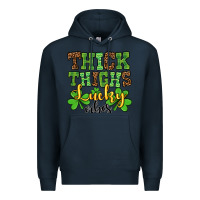 Navy St. Patrick's Thick thighs lucky vibes Premium Hoodie - OliviaCreatesArt