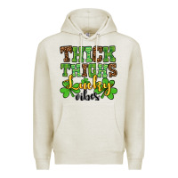 Oatmeal Heather St. Patrick's Thick thighs lucky vibes Premium Hoodie - OliviaCreatesArt