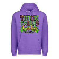 Purple St. Patrick's Thick thighs lucky vibes Premium Hoodie - OliviaCreatesArt