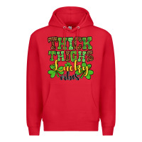 Red St. Patrick's Thick thighs lucky vibes Premium Hoodie - OliviaCreatesArt