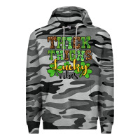 Slate Camo St. Patrick's Thick thighs lucky vibes Premium Hoodie - OliviaCreatesArt
