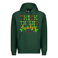 Sports Green St. Patrick's Thick thighs lucky vibes Premium Hoodie - OliviaCreatesArt