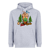 Heather Grey camping cold drink frappe Heavyweight Hoodie - FaDigitalArtStudio