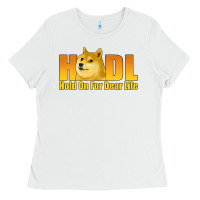 White hodl hold on for dear life dogecoin Ladies Tee - Jasminsmagicworld