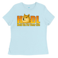 Baby Blue hodl hold on for dear life dogecoin Ladies Tee - Jasminsmagicworld