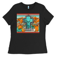 Black fall thankfull cross Ladies Tee - Jasminsmagicworld