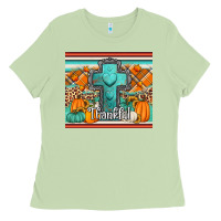 Matcha fall thankfull cross Ladies Tee - Jasminsmagicworld