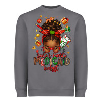 Storm Santa's Favorite Medicaid Analyst Afro Messy Bun Heavyweight Sweatshirt - texasbilliewilder