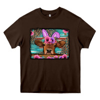 Chocolate Brown easter floral leopard cow Heavy Core Tee - Jasminsmagicworld