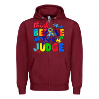 Burgundy think before you judge Zipper Hoodie - CowGirlArtShop