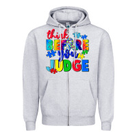 Heather Grey think before you judge Zipper Hoodie - CowGirlArtShop