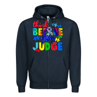 Navy think before you judge Zipper Hoodie - CowGirlArtShop