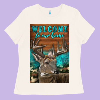 Western Buck Deer Garden Ladies Tee Designed By Lillyallendesigns