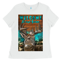 White Western Buck Deer Garden Ladies Tee - LillyAllenDesigns