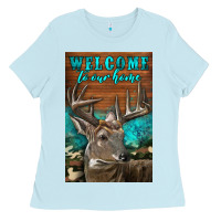 Baby Blue Western Buck Deer Garden Ladies Tee - LillyAllenDesigns