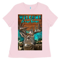 Bubblegum Pink Western Buck Deer Garden Ladies Tee - LillyAllenDesigns