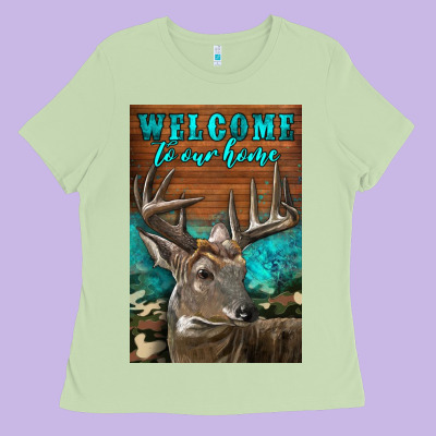 Western Buck Deer Garden Ladies Tee Designed By Lillyallendesigns