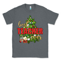Charcoal Heather Best Teacher Ever With Christmas Tree Classic Tee - BundleAndBundleShop