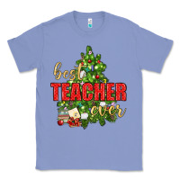 Colony Blue Best Teacher Ever With Christmas Tree Classic Tee - BundleAndBundleShop