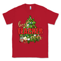 Red Best Teacher Ever With Christmas Tree Classic Tee - BundleAndBundleShop