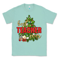 Seafoam Best Teacher Ever With Christmas Tree Classic Tee - BundleAndBundleShop