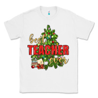 White Best Teacher Ever With Christmas Tree Classic Tee - BundleAndBundleShop