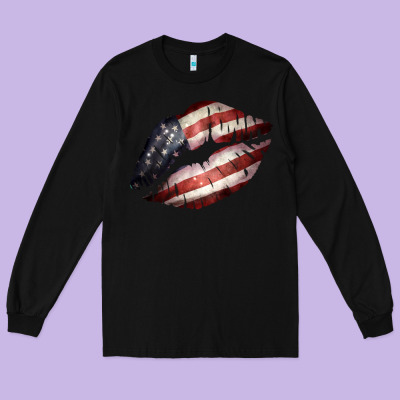 American Flag Lips Long Sleeve Tee Designed By Bettercallsaul