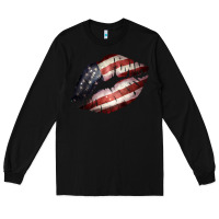 Black American Flag Lips Long Sleeve Tee - Bettercallsaul