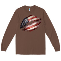 Chestnut American Flag Lips Long Sleeve Tee - Bettercallsaul