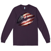 Plum American Flag Lips Long Sleeve Tee - Bettercallsaul