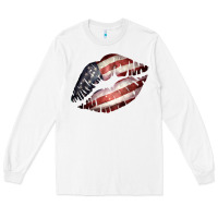 White American Flag Lips Long Sleeve Tee - Bettercallsaul
