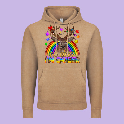 Lgbtq+ Oh Deer I'm Queer Vintage Hoodie Designed By Bundleandbundleshop