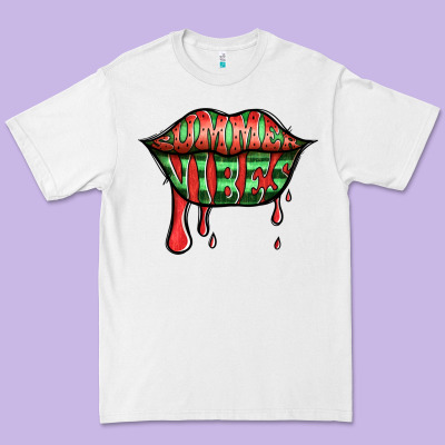 Summer Vibes Watermelon Lips Premium Tee Designed By Jasminsmagicworld